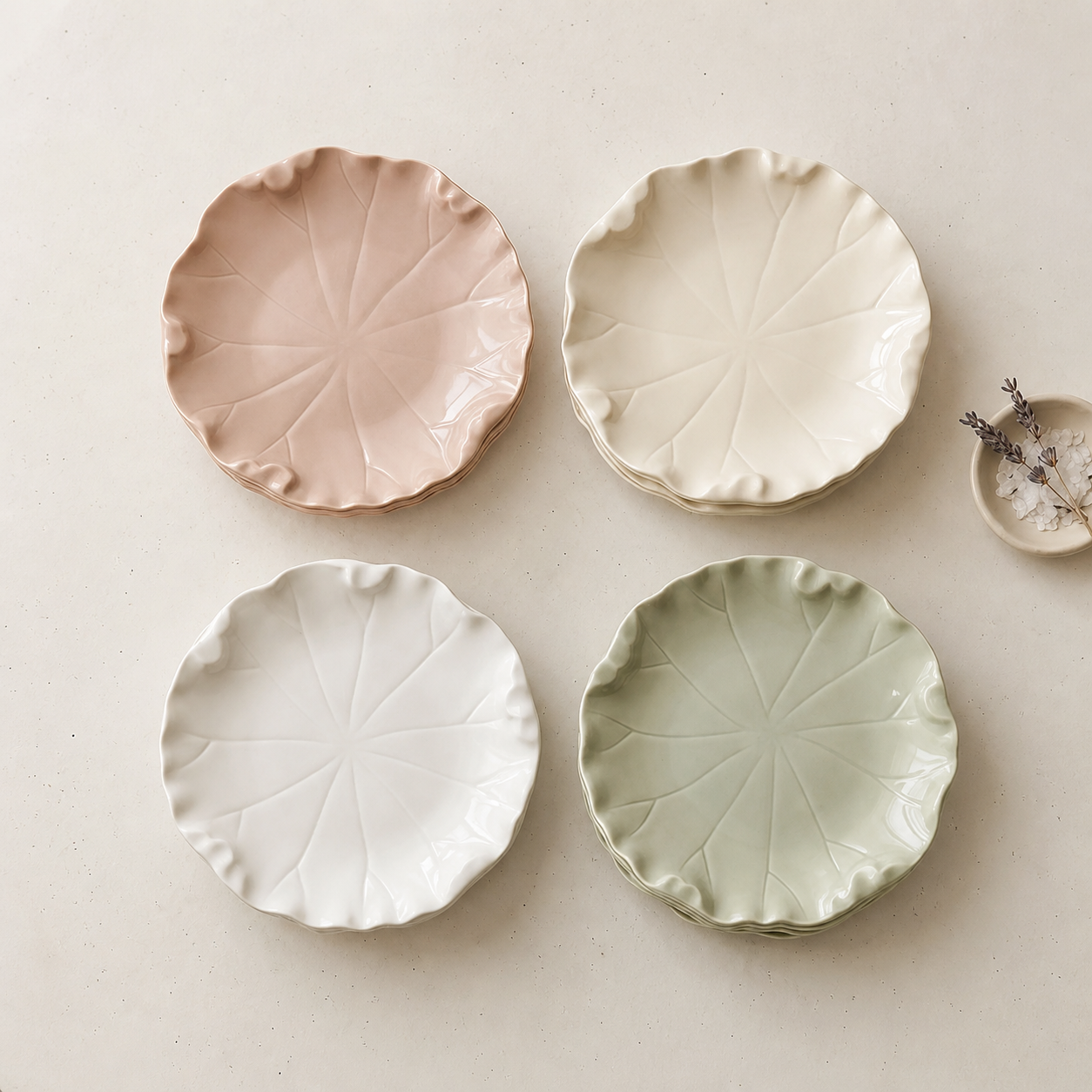 A collection of ceramic plates in various styles and sizes 💛 From mini dipping dishes to larger serving plates, perfect for everyday meals, desserts, or table styling.