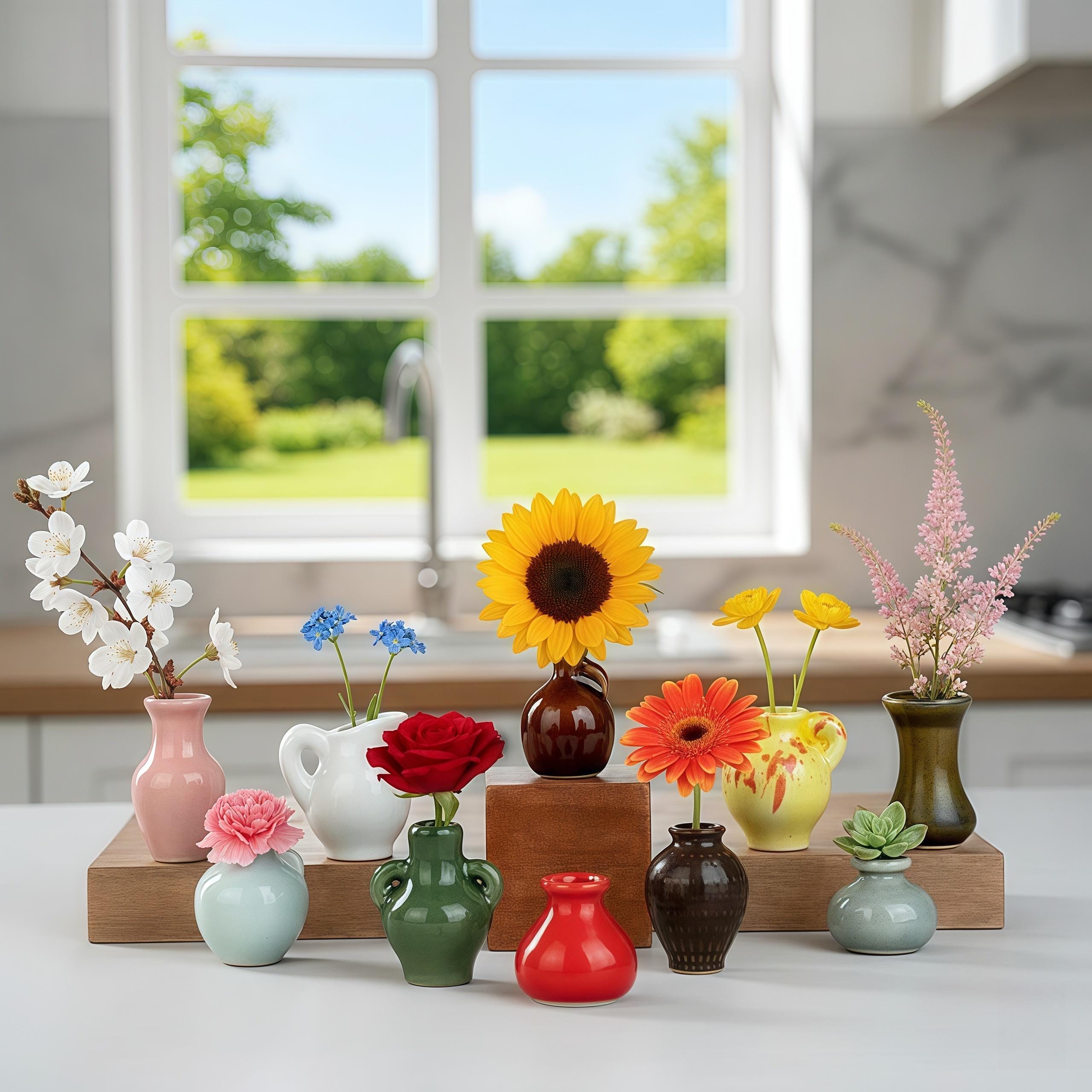 Mini Ceramic Flower Vase Magnet | Tiny Floral Pot Refrigerator Magnet