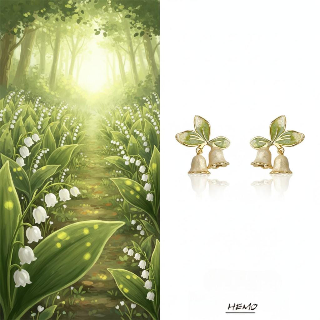 Lily of the Valley Earrings – Hand-Enameled Flower Drop Earrings