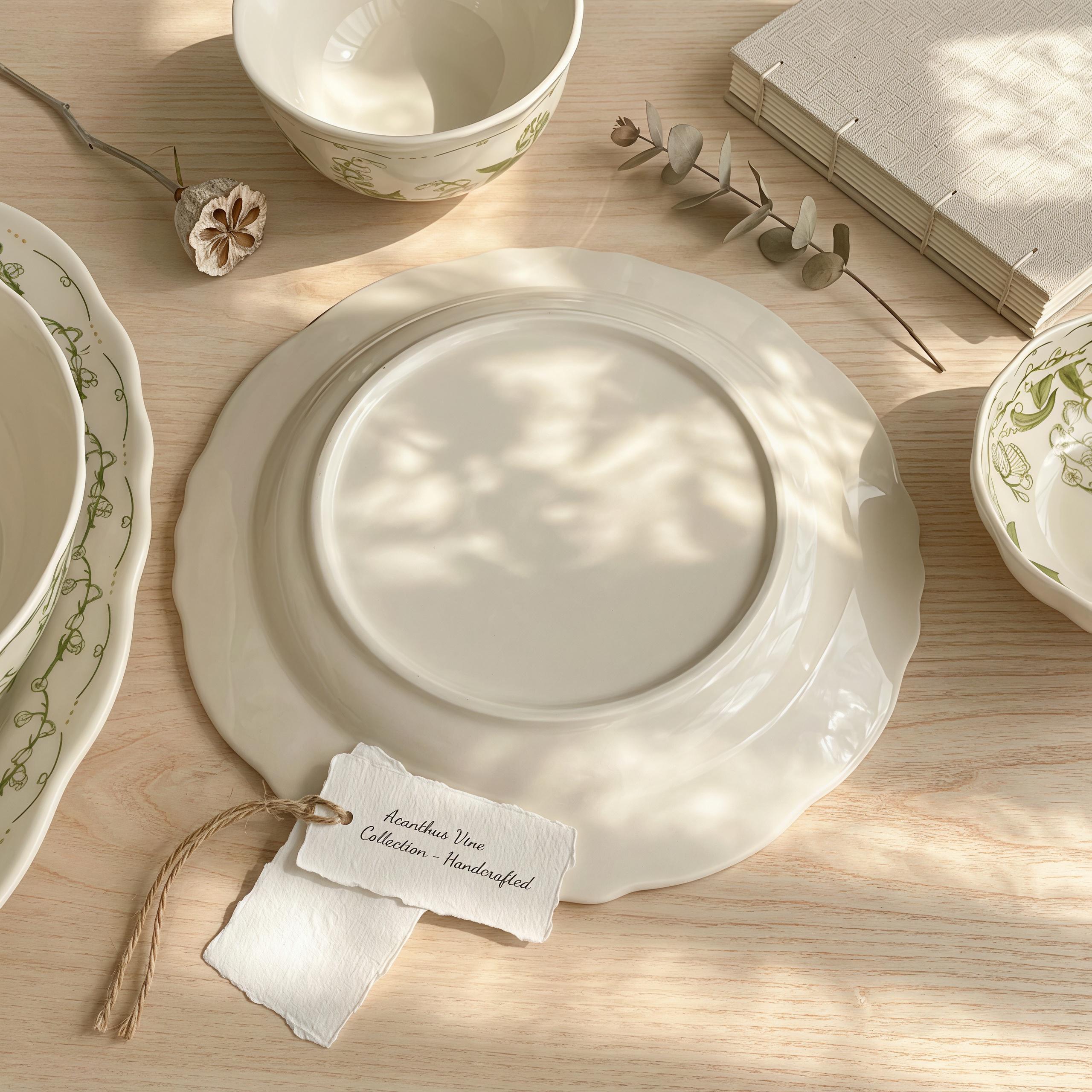 Lily of the Valley Ceramic Tableware Set | Vintage Botanical Plates & Bowls | Floral Dinnerware Set