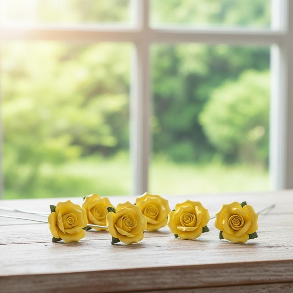 Handcrafted Ceramic Rose Bouquet Set - Forever Bloom Floral Home Décor Gift