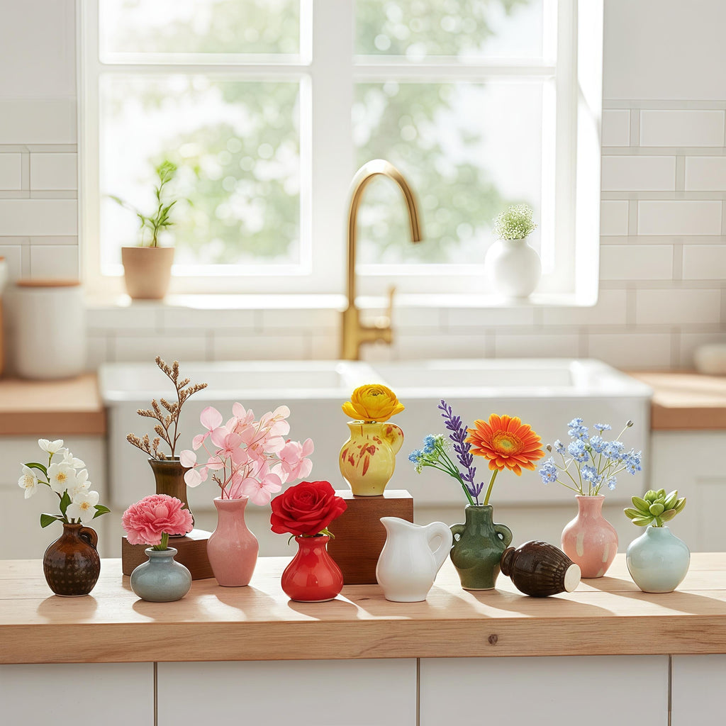 Mini Ceramic Flower Vase Magnet | Tiny Floral Pot Refrigerator Magnet