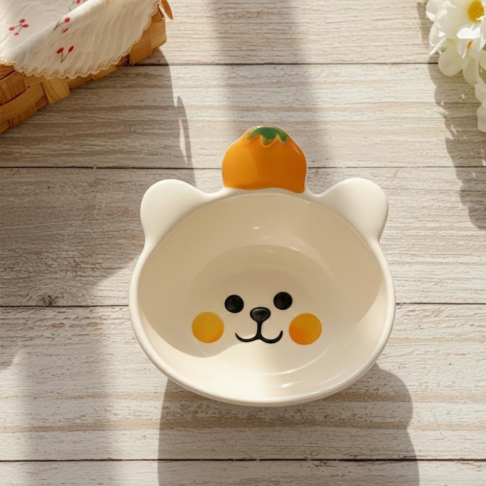 Kawaii Ceramic Snack Bowl | Cartoon Dipping Dish – Bear, Pig, Cactus & Bear | Home Decor Gift
