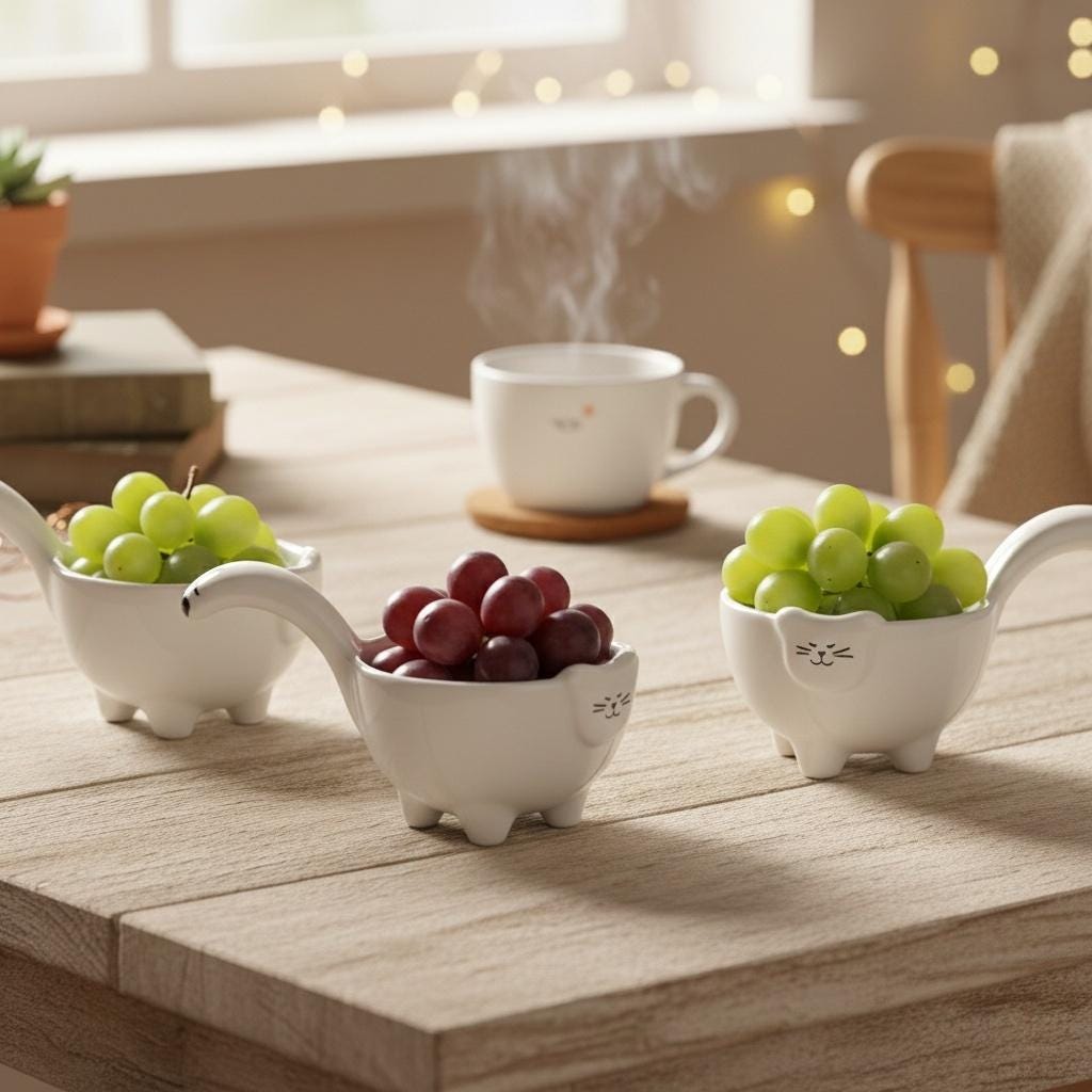 Kawaii Cat Tail Ceramic Dipping Dish | Standing Kitty Sauce Bowl