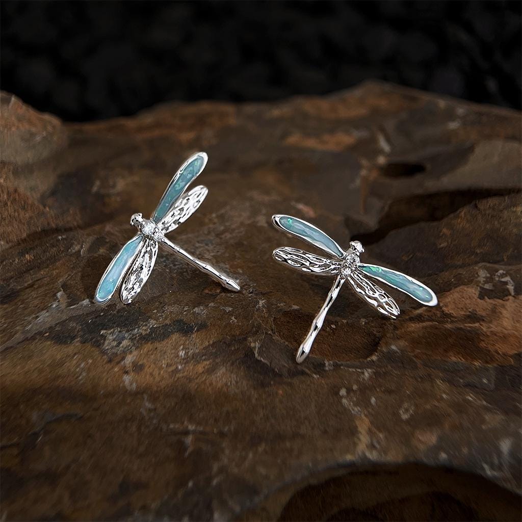 Dragonfly Stud Earrings – 18K Gold Plated Enamel Dragonfly Earrings