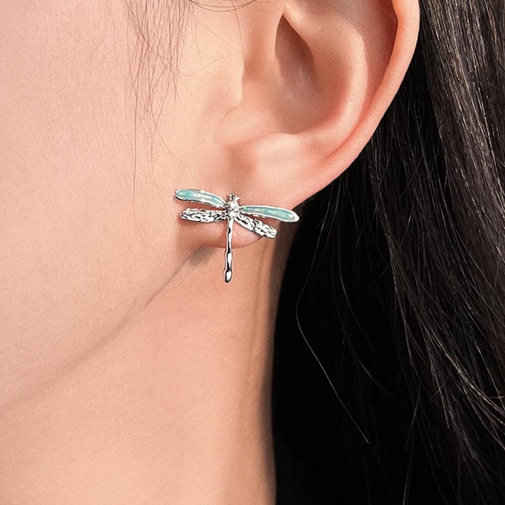 Dragonfly Stud Earrings – 18K Gold Plated Enamel Dragonfly Earrings