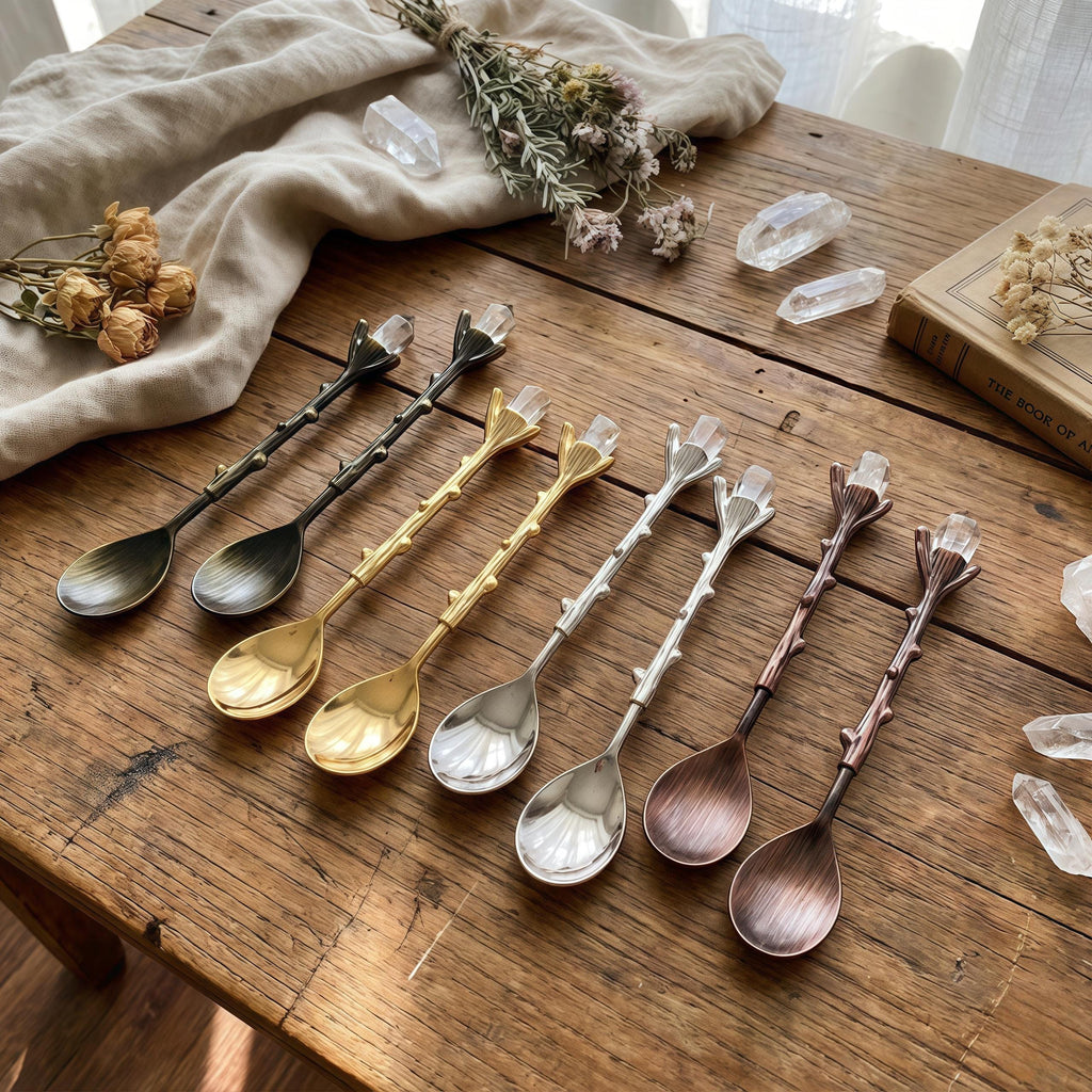Antique Branch Crystal Dessert Spoon | Gothic Fantasy Teaspoon