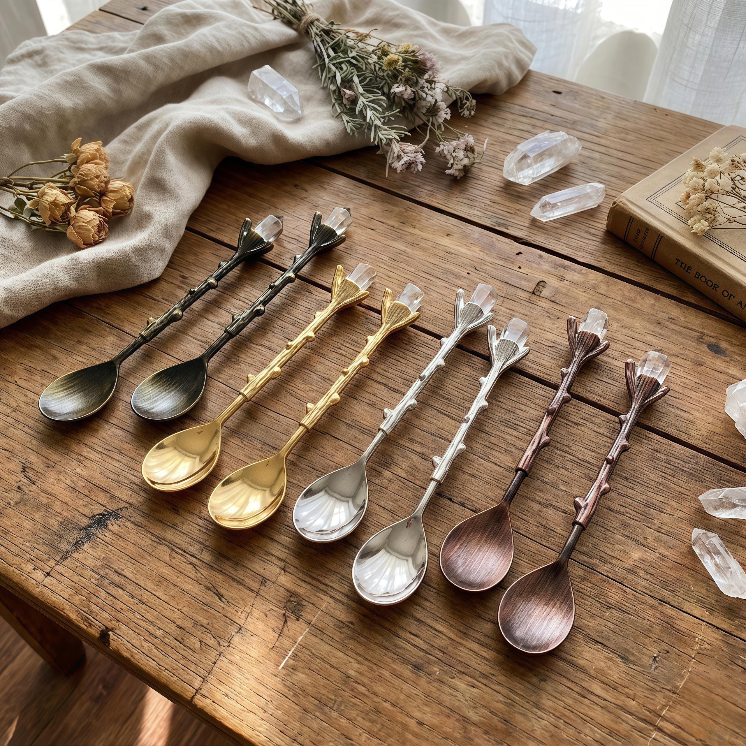 Antique Branch Crystal Dessert Spoon | Gothic Fantasy Teaspoon
