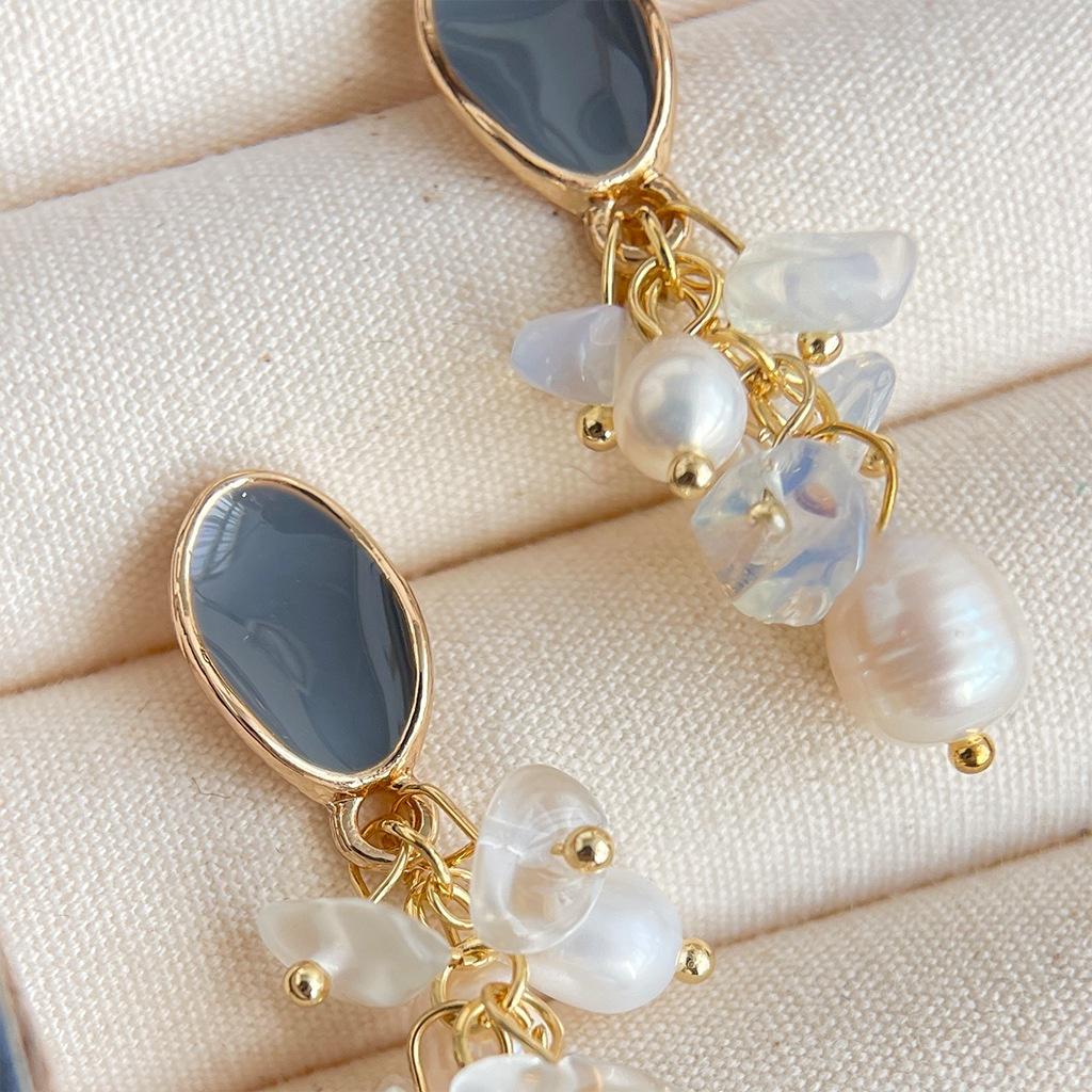 Sunset Beach Earrings – Gold Plated Opal & Freshwater Pearl Cascade Earrings