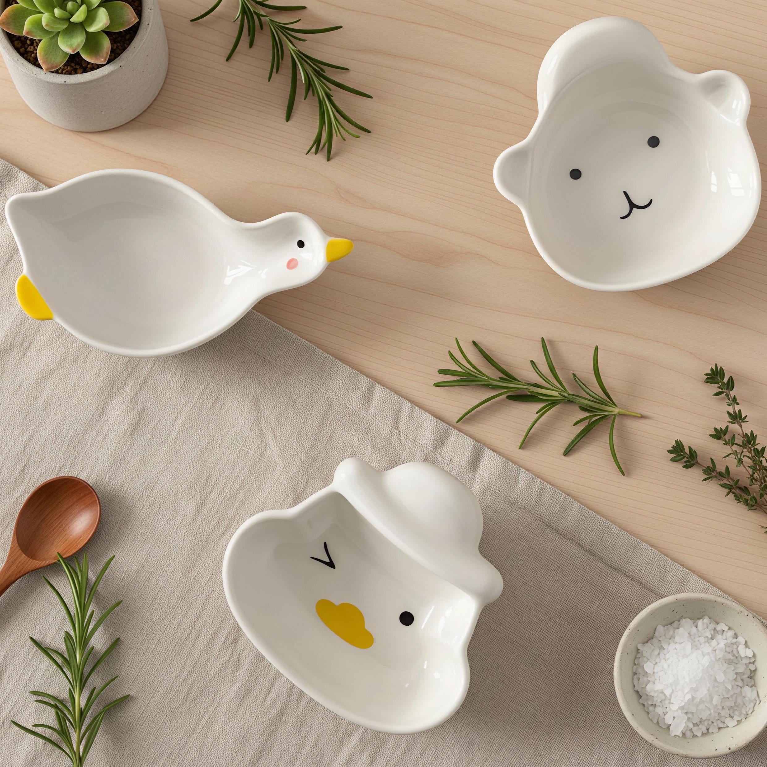 Kawaii Animal Ceramic Dipping Dish | Mini Condiment Plate