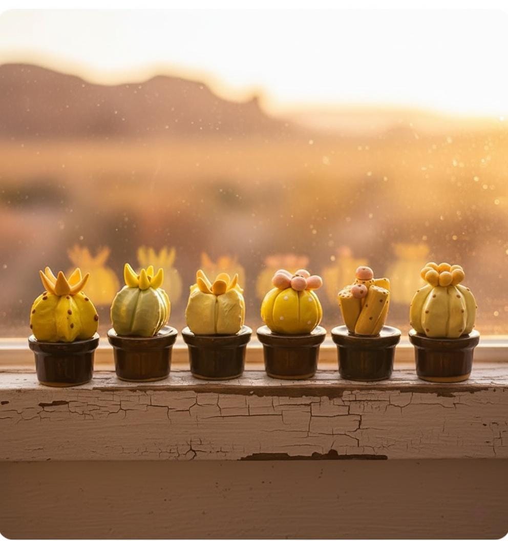 Handmade Miniature Ceramic Cactus | Tiny Pottery Plant Decor