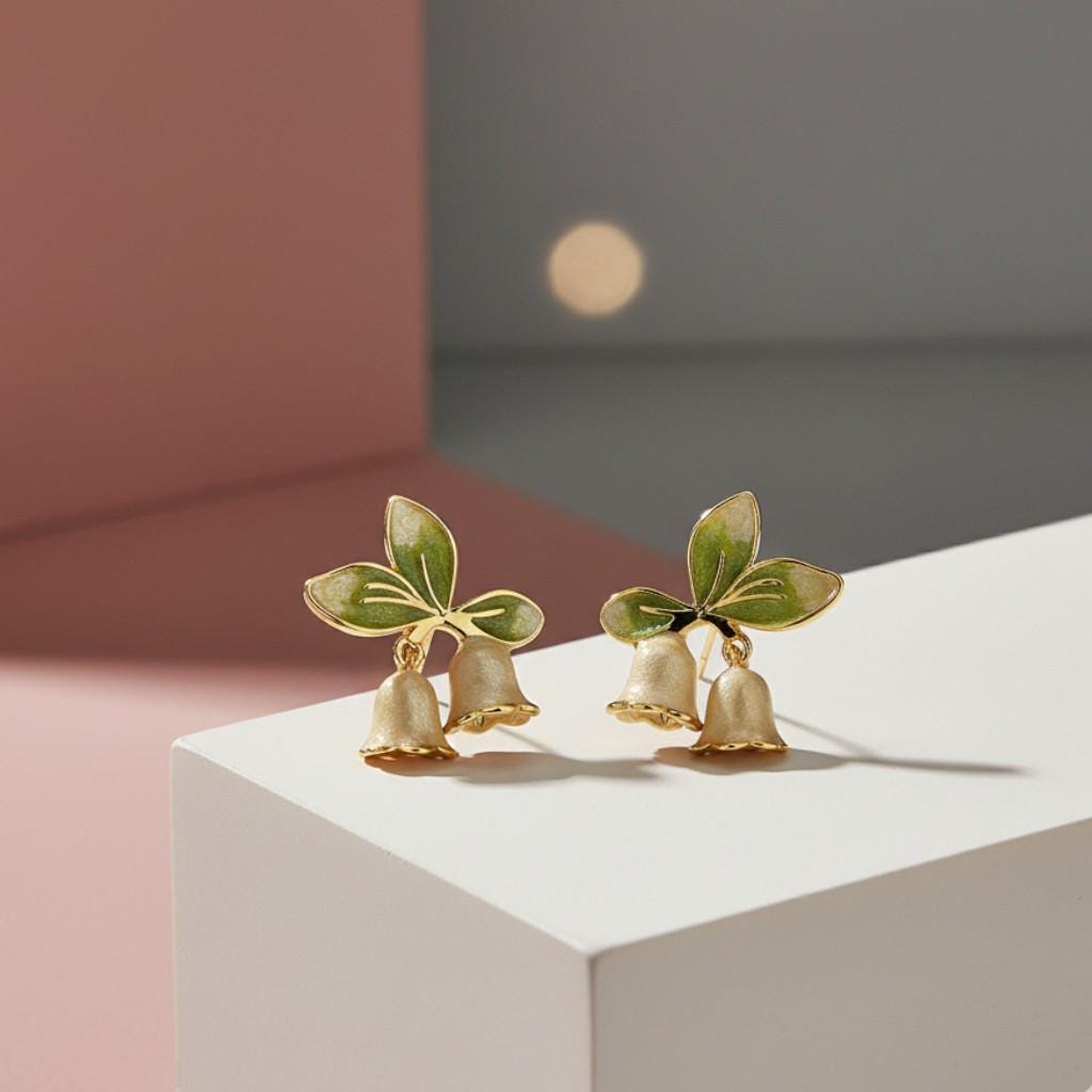 Lily of the Valley Earrings – Hand-Enameled Flower Drop Earrings