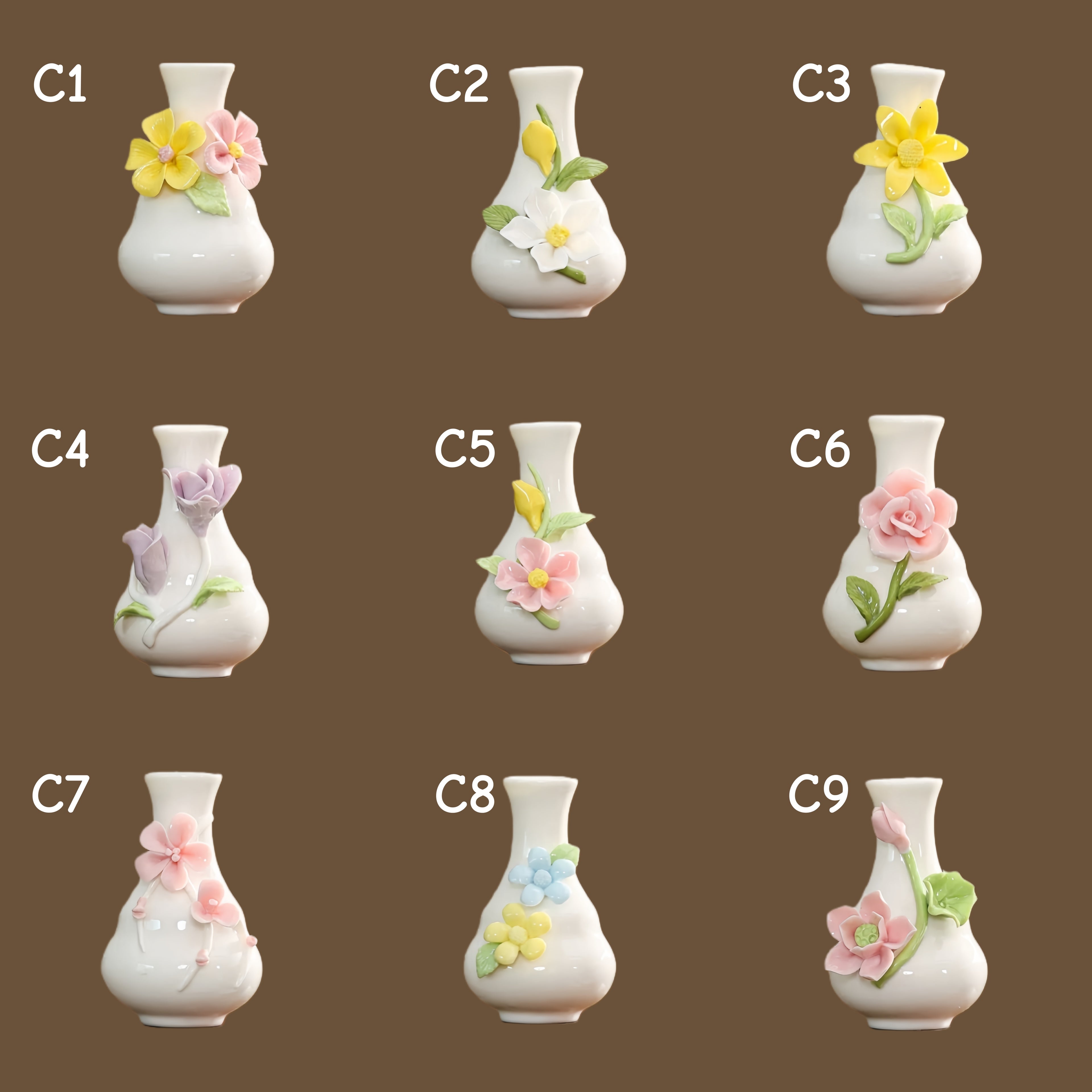 Handmade Floral Ceramic Bud Vase | Mini 3D Flower Pottery