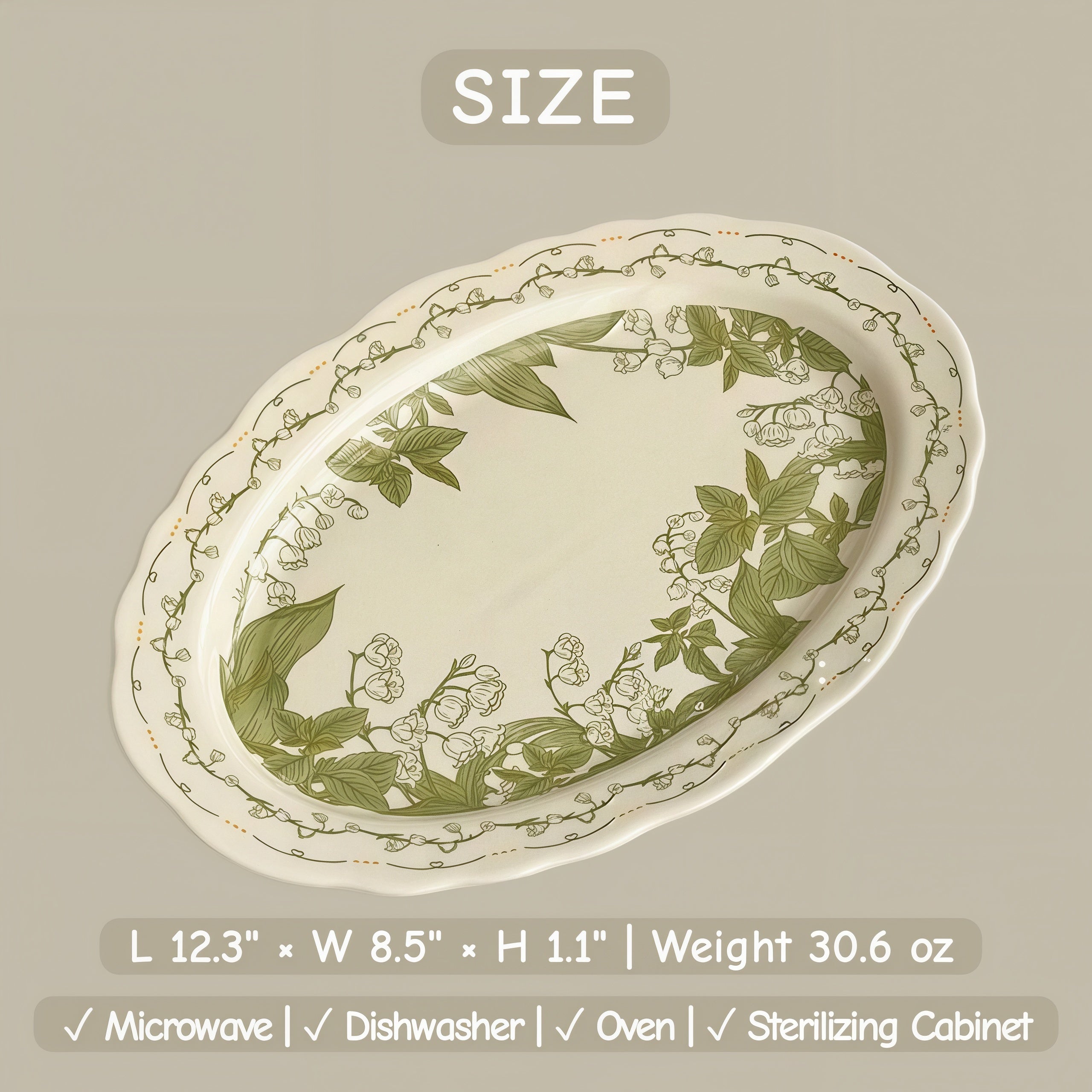 Lily of the Valley Ceramic Tableware Set | Vintage Botanical Plates & Bowls | Floral Dinnerware Set