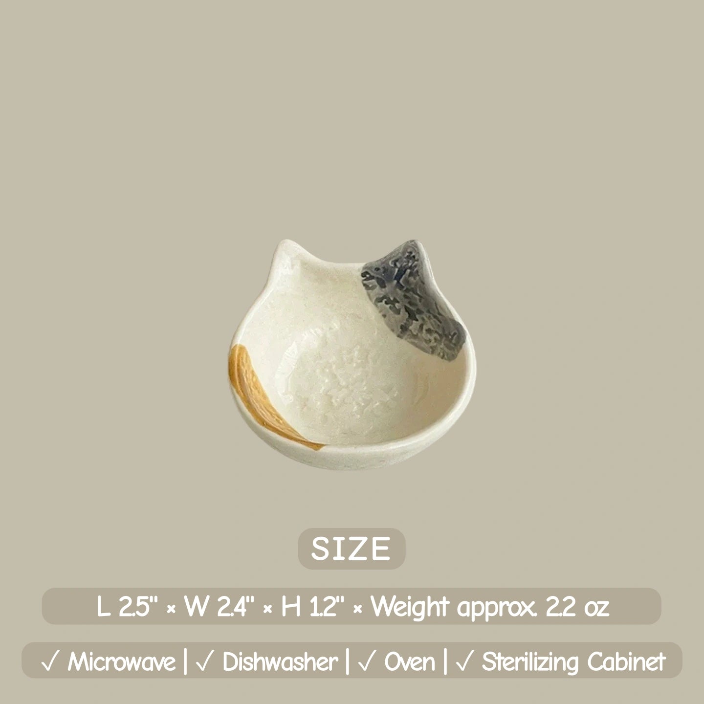 Kawaii Cat Ceramic Dipping Dish | Kitten Shaped Sauce Bowl