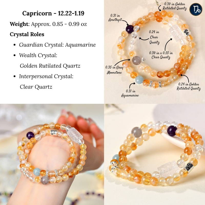 Personalized Zodiac Crystal Bracelet – Wealth, Love, Protection & Power