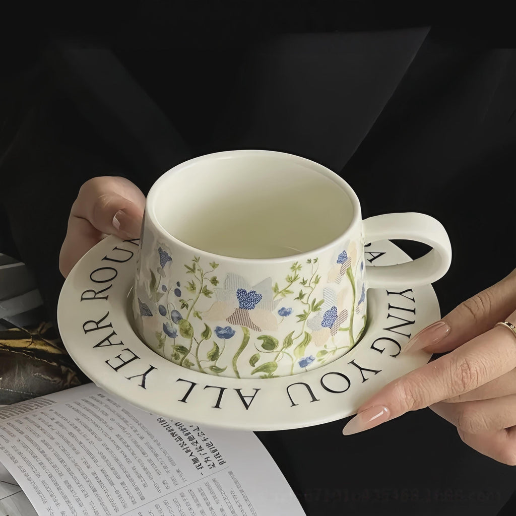 Lily of the Valley Mug Set | Floral Ceramic Cup & Saucer