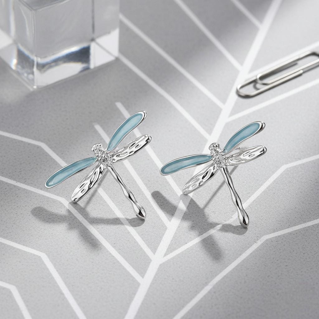 Dragonfly Stud Earrings – 18K Gold Plated Enamel Dragonfly Earrings