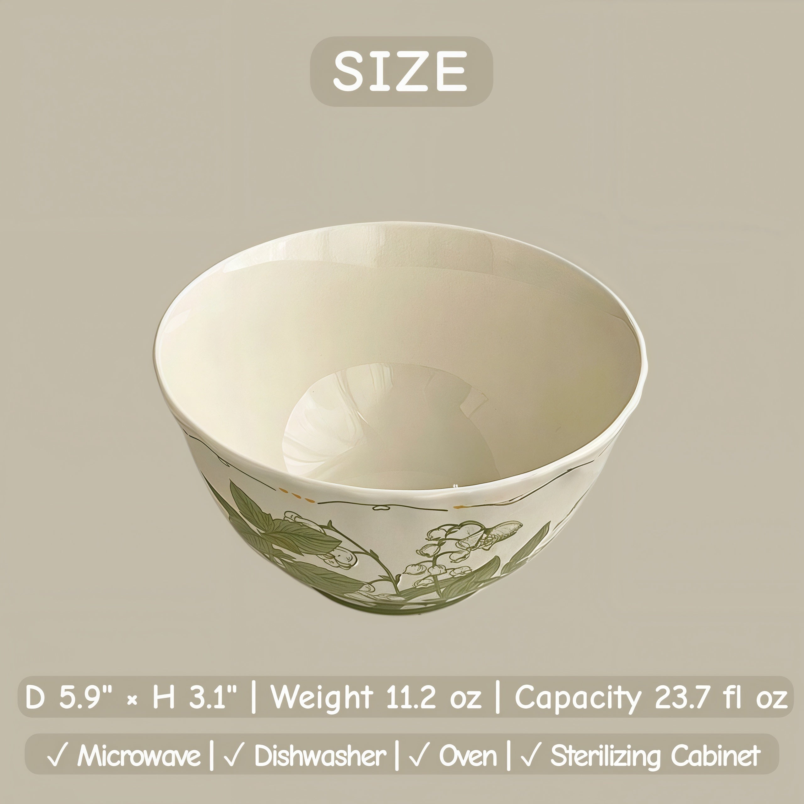 Lily of the Valley Ceramic Tableware Set | Vintage Botanical Plates & Bowls | Floral Dinnerware Set