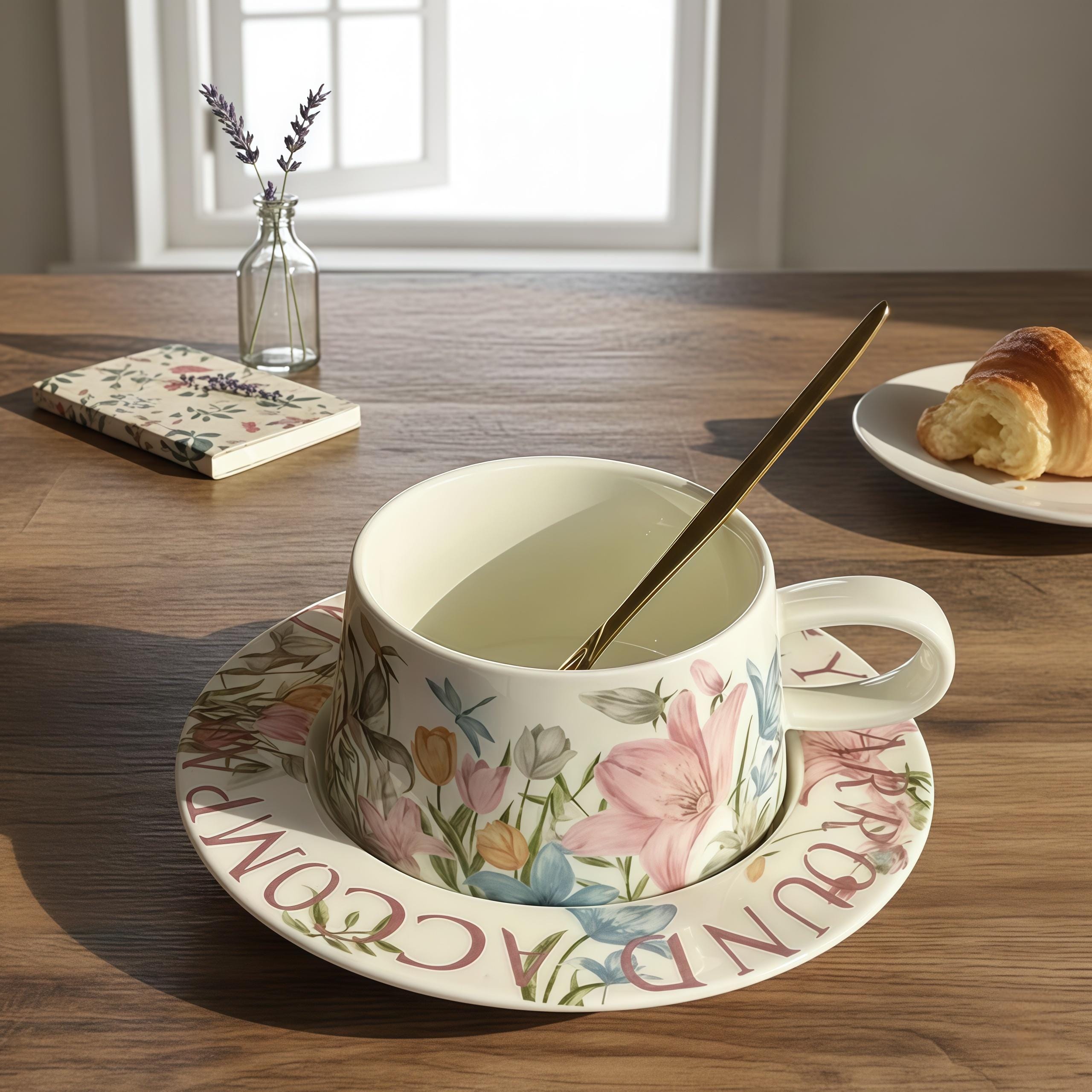 Monet Garden Impressionist Cup & Saucer Set | Floral Art Ceramic Coffee Cup