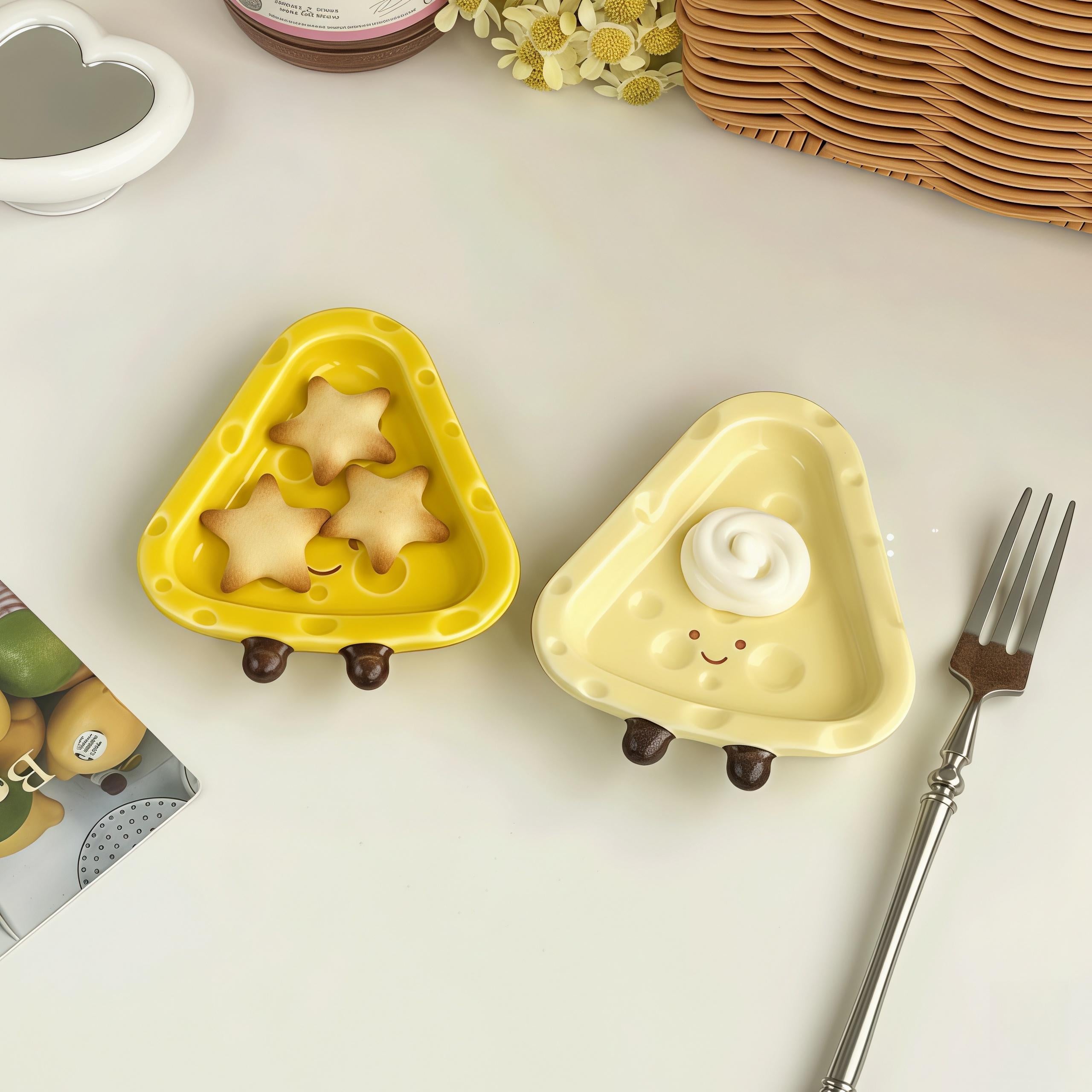Kawaii Cheese Ceramic Dipping Dish | Mini Condiment Bowl