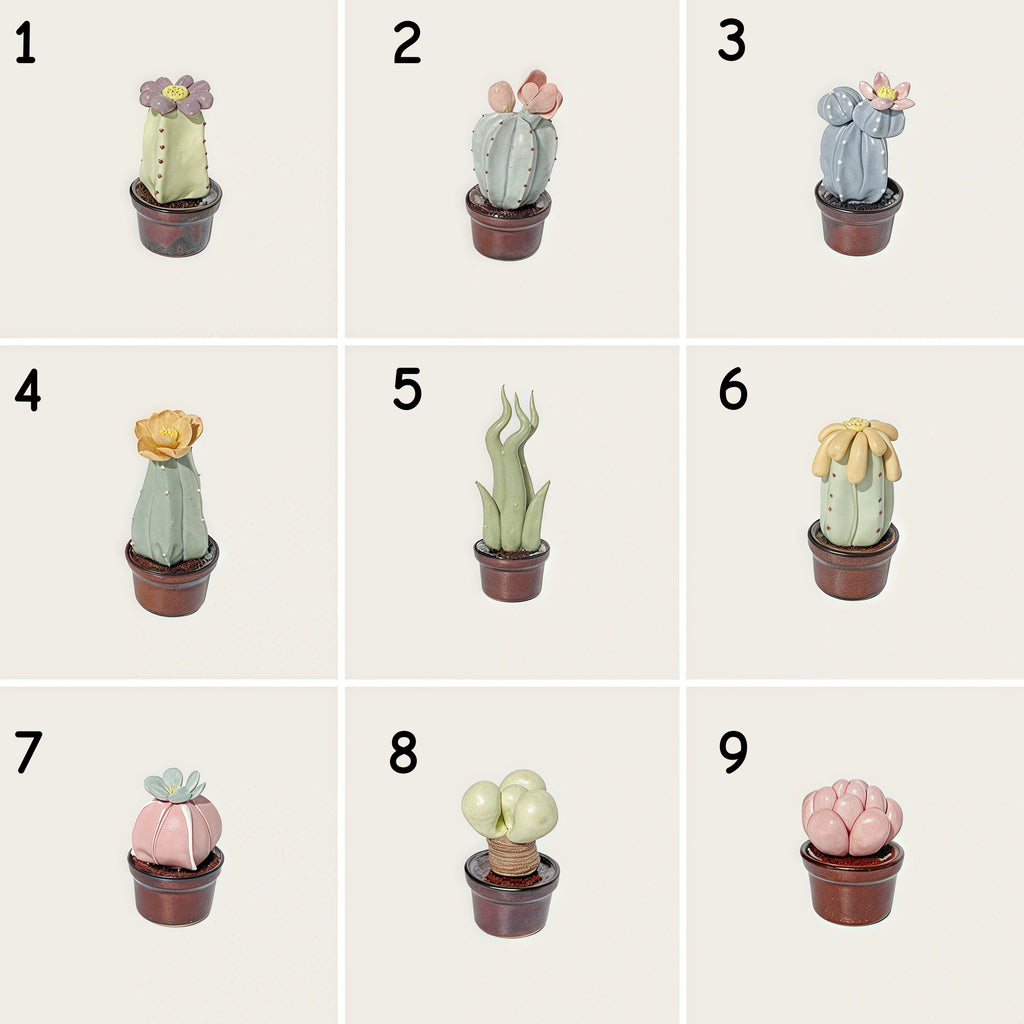 Handmade Miniature Ceramic Cactus | Tiny Pottery Plant Decor