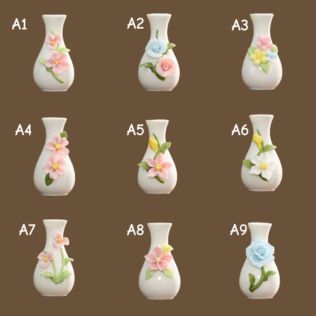 Handmade Floral Ceramic Bud Vase | Mini 3D Flower Pottery
