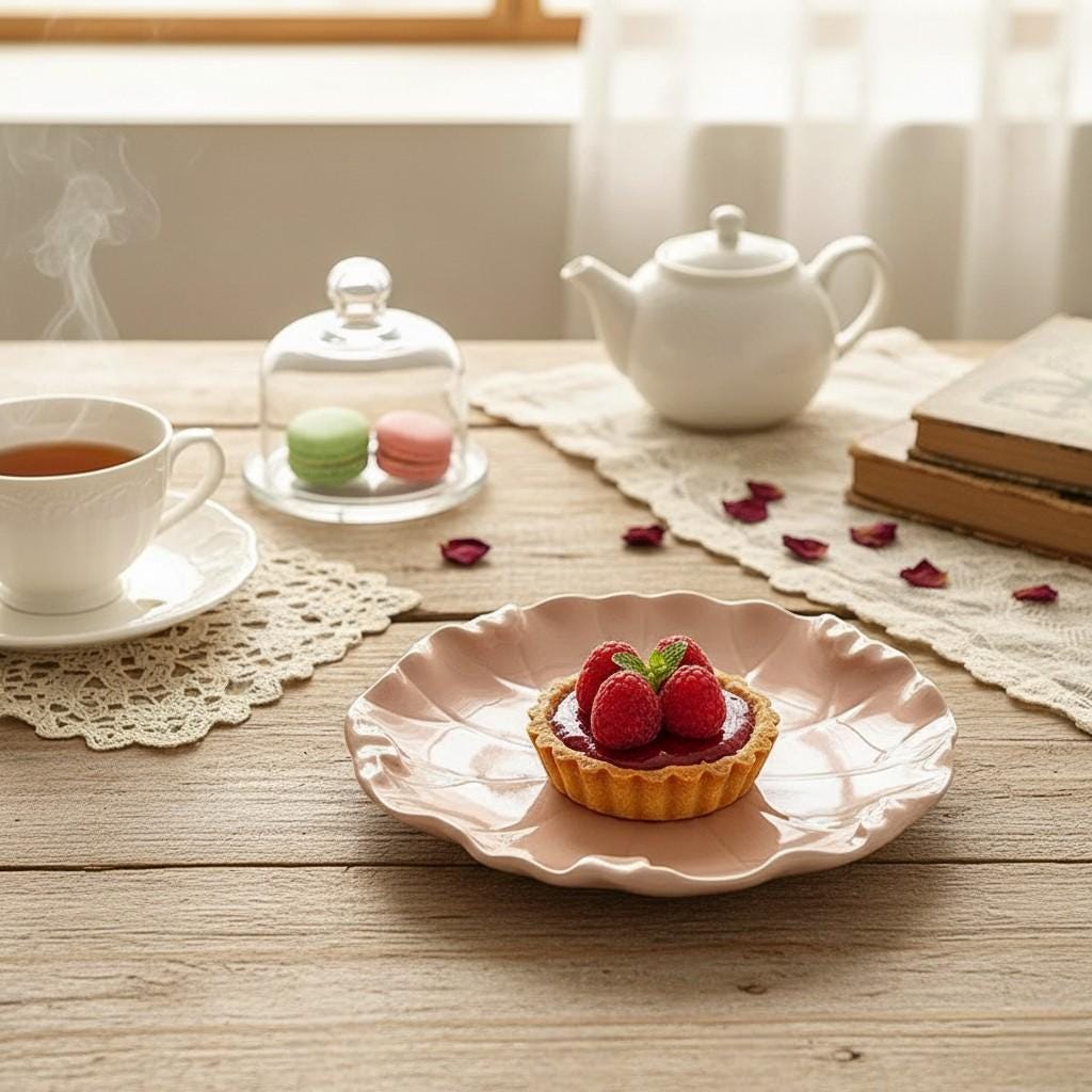 Scalloped Leaf Ceramic Side Plate | 6-Inch Dessert Plate