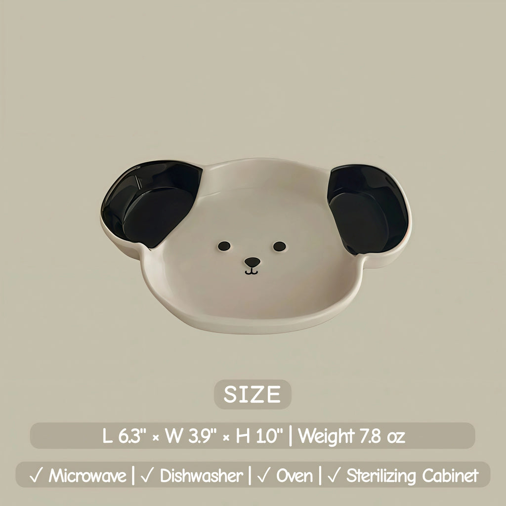 Kawaii Dog Ceramic Tableware | Puppy Shaped Plate & Spoon | Dog Lover Gift