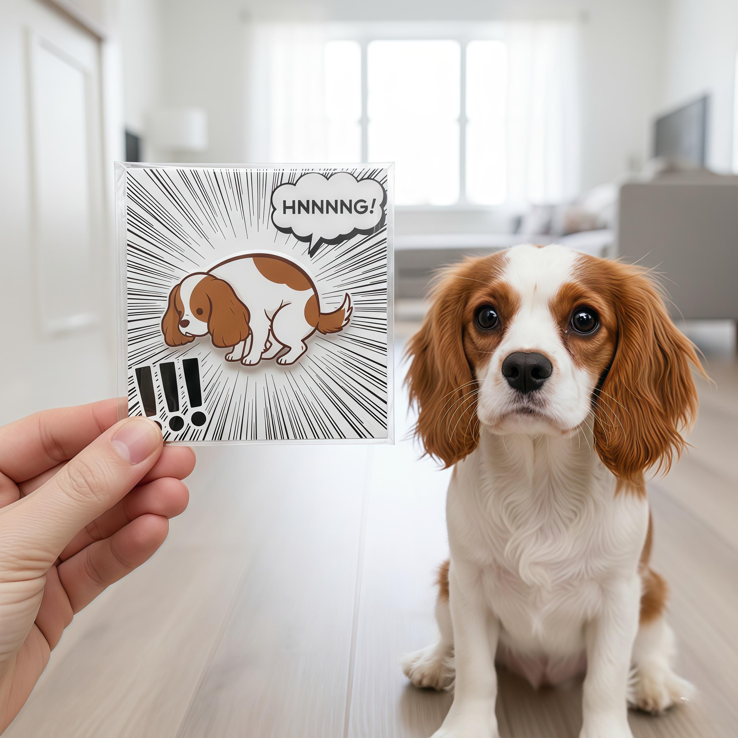 Funny Pooping Dog Magnet | Acrylic Refrigerator Magnet with Backing Card