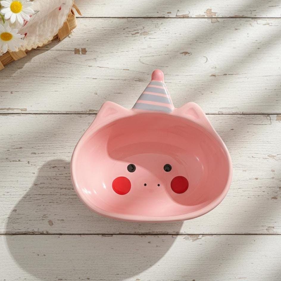 Kawaii Ceramic Snack Bowl | Cartoon Dipping Dish – Bear, Pig, Cactus & Bear | Home Decor Gift