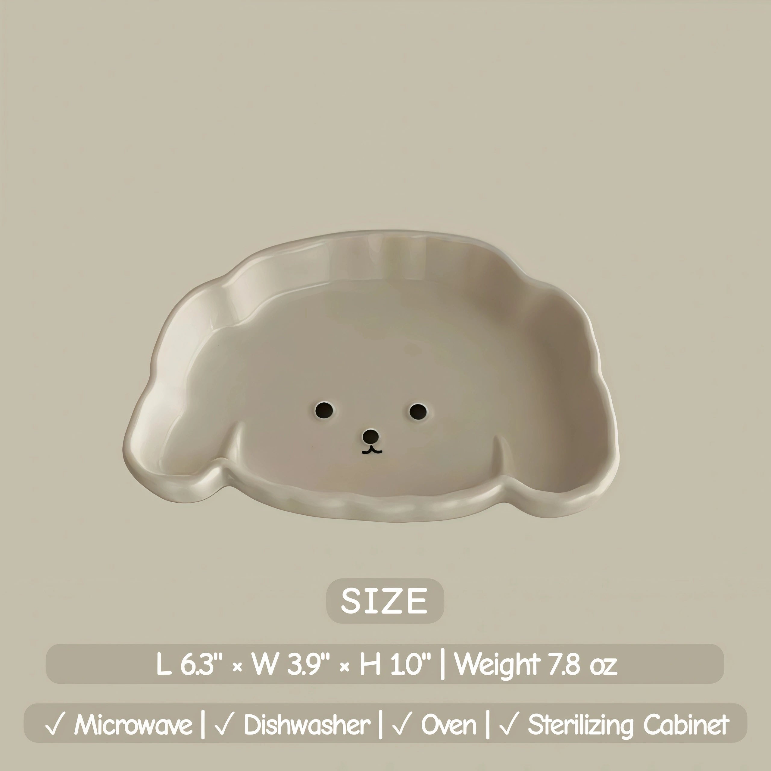 Kawaii Dog Ceramic Tableware | Puppy Shaped Plate & Spoon | Dog Lover Gift