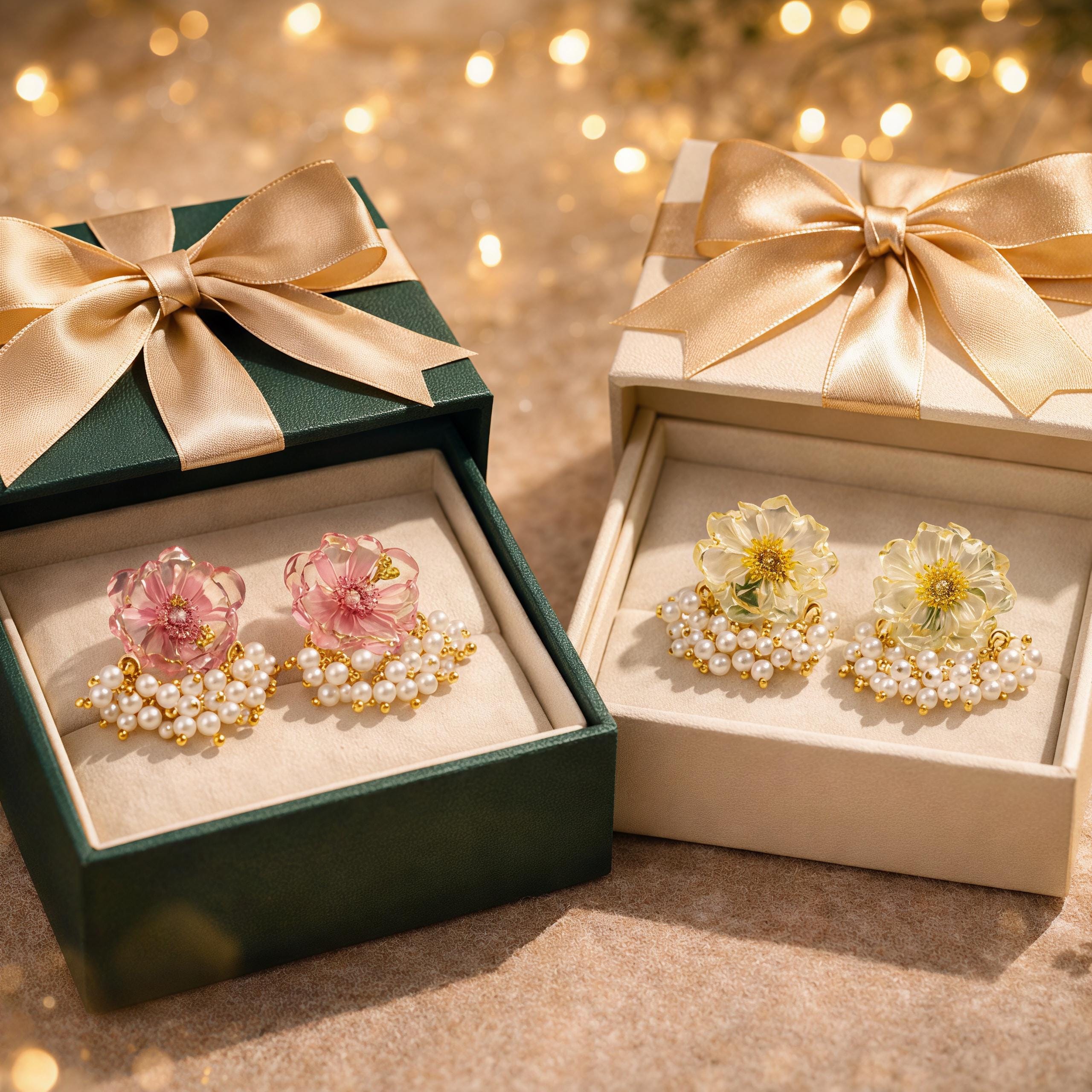 Daisy Flower Earrings – Pink & Ivory Resin Floral Studs – Minimalist Everyday Jewelry