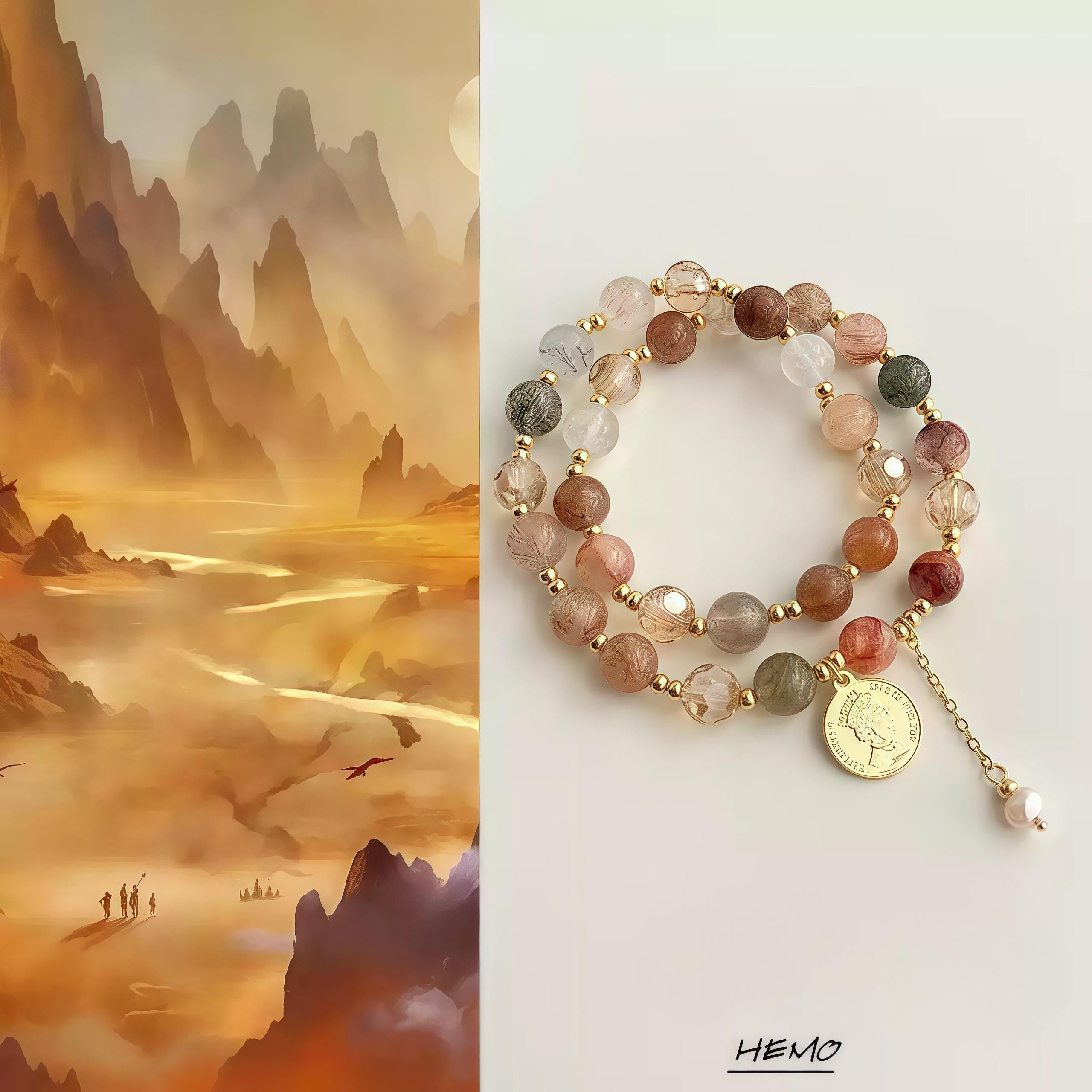 Pearl & Black Rutilated Quartz Bracelet – Natural Crystal Bracelet for Balance, Protection & Calm