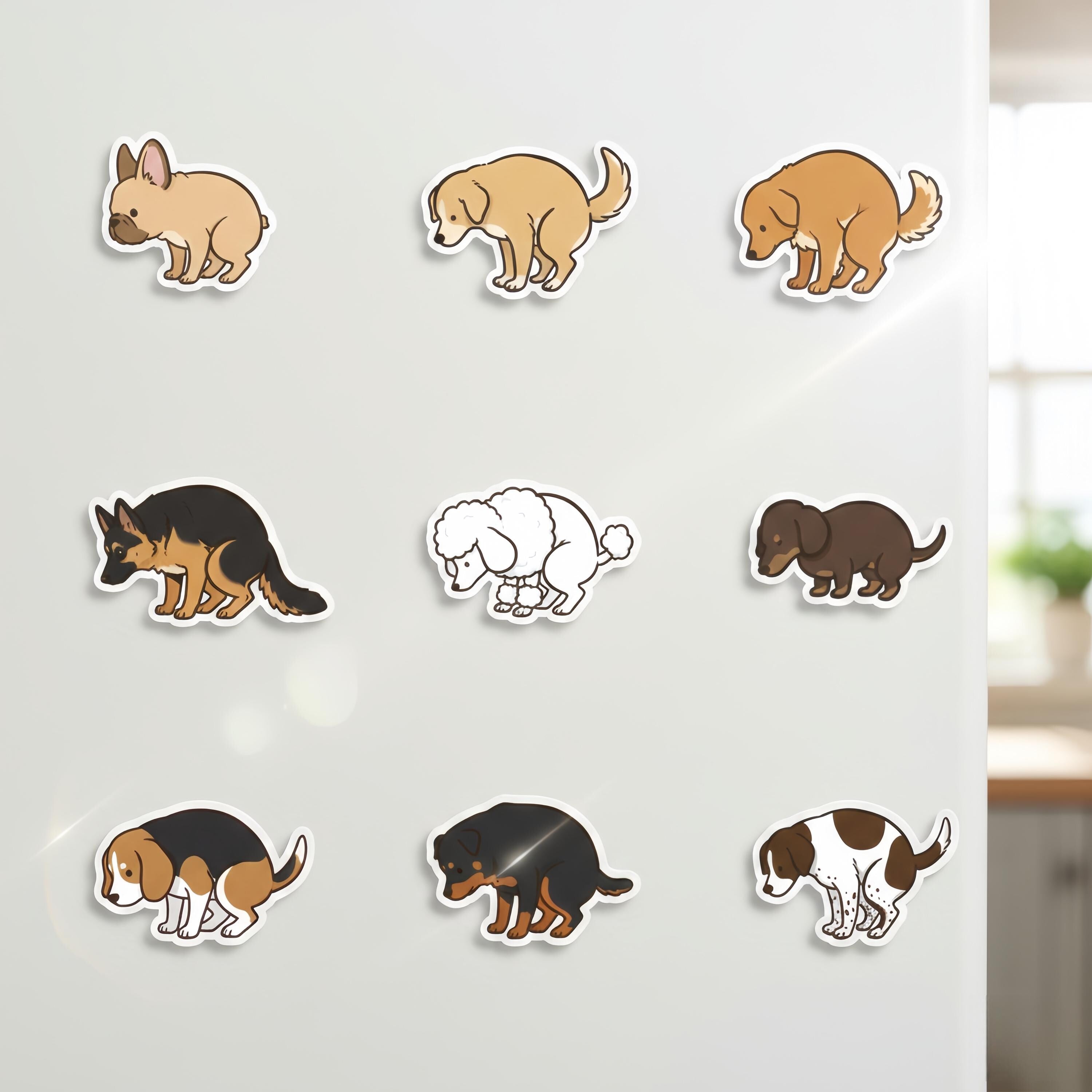 Funny Pooping Dog Magnet | Acrylic Refrigerator Magnet with Backing Card