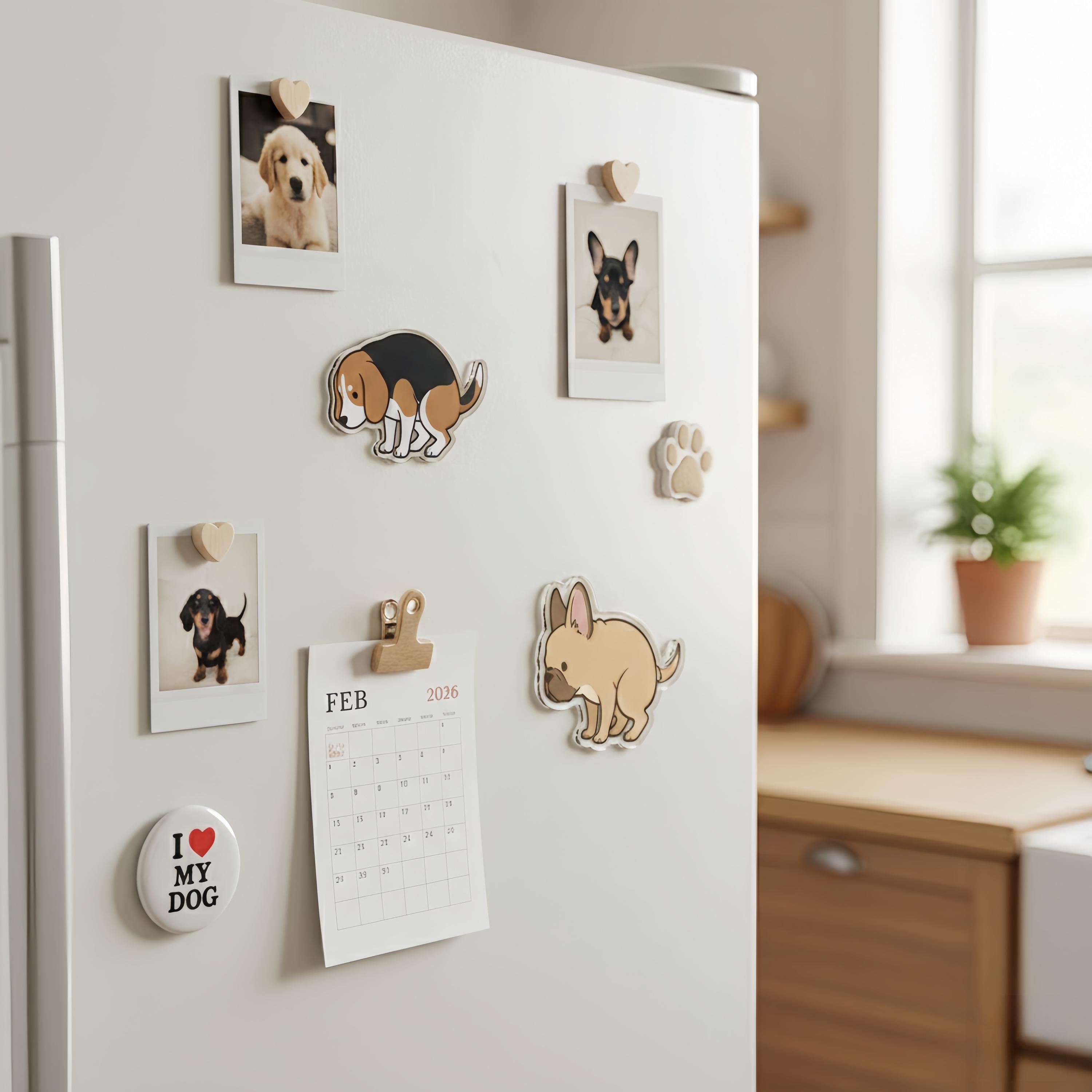 Funny Pooping Dog Magnet | Acrylic Refrigerator Magnet with Backing Card