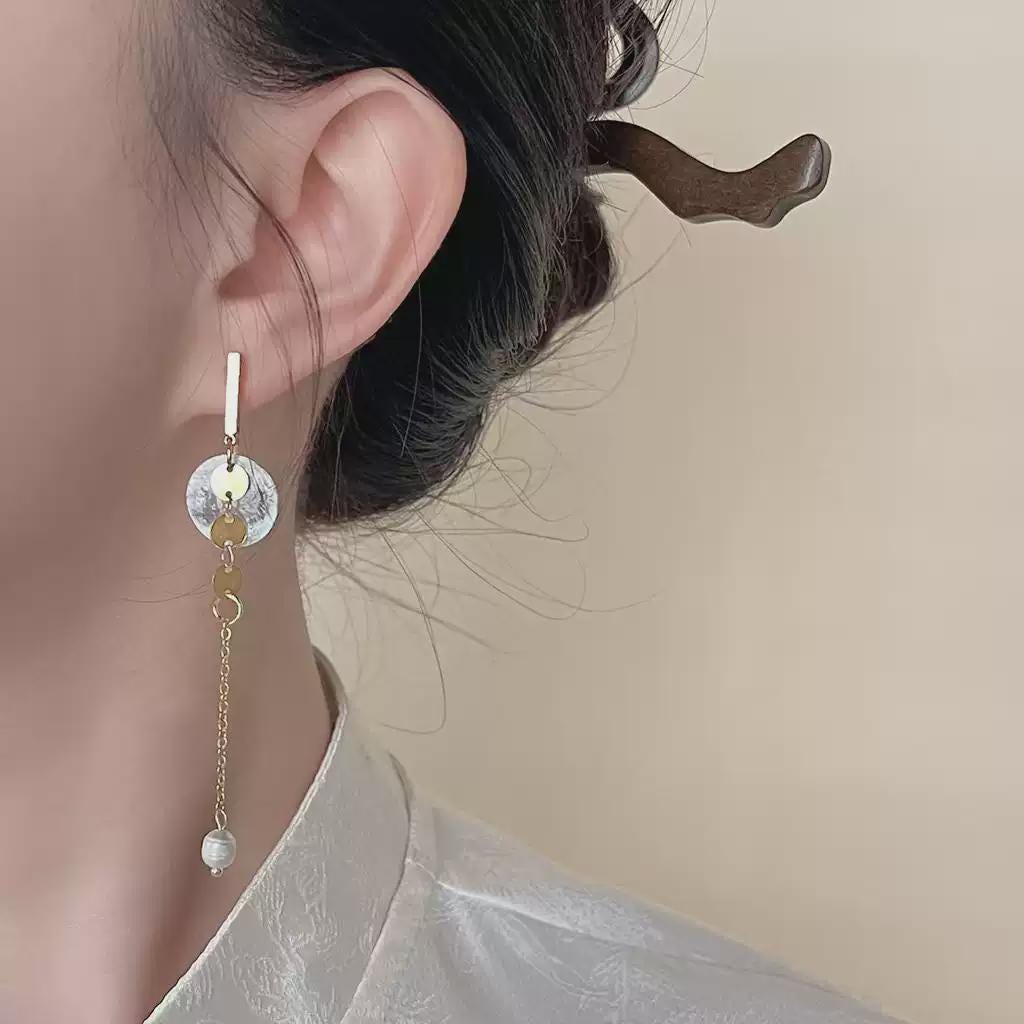 Pearl Drop Earrings – Gold Shell & Freshwater Pearl Dangle Earrings