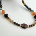 Tiger’s Eye & Black Agate Beaded Necklace – Handmade Gemstone Necklace