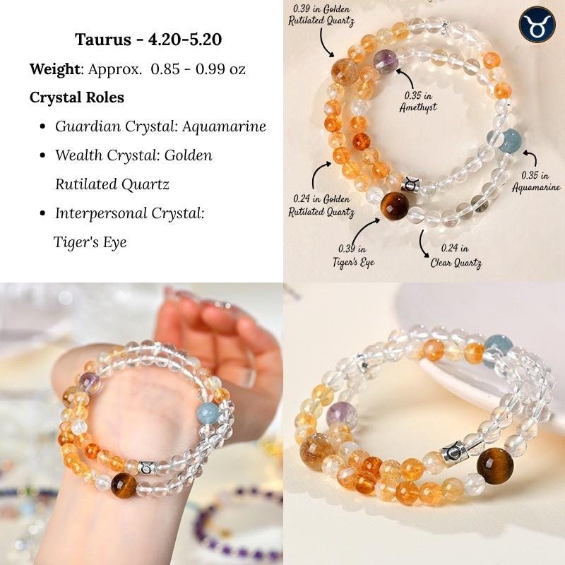 Personalized Zodiac Crystal Bracelet – Wealth, Love, Protection & Power