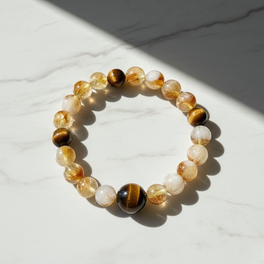 Tiger's Eye and Citrine Bracelet – Guardian Collection | Confidence, Protection & Wealth Jewelry