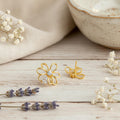 Petal Whisper Asymmetrical Flower Earrings – 18K Gold or Silver Plated with Zircon