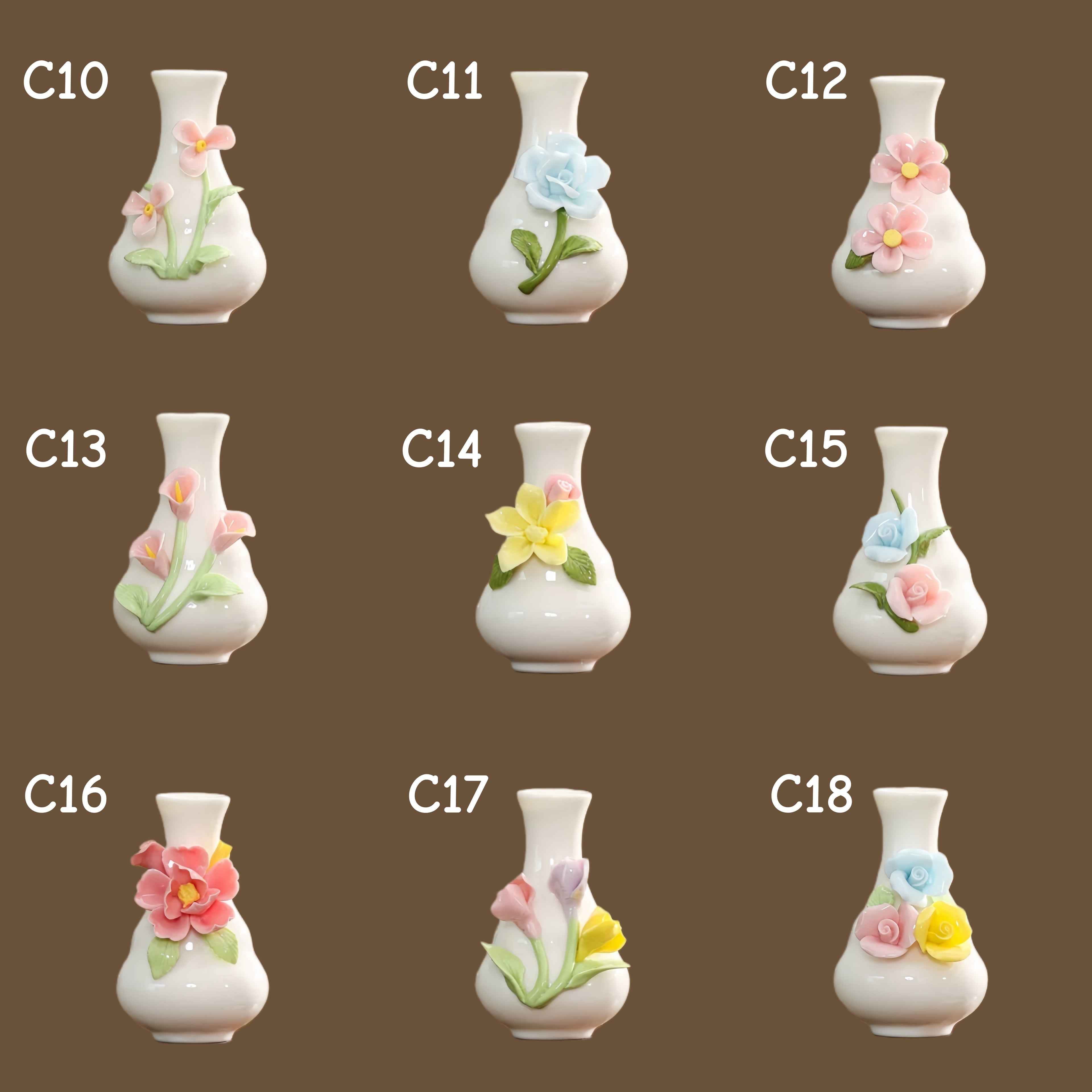 Handmade Floral Ceramic Bud Vase | Mini 3D Flower Pottery