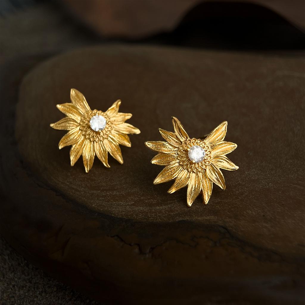 Gold Daisy Stud Earrings – Bloom Collection | Healing Sunshine, Pure Light & Hope Jewelry
