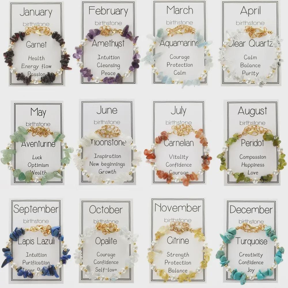 Personalized Birthstone Crystal Bracelet: Monthly Zodiac Gift, Gold Tone Chain