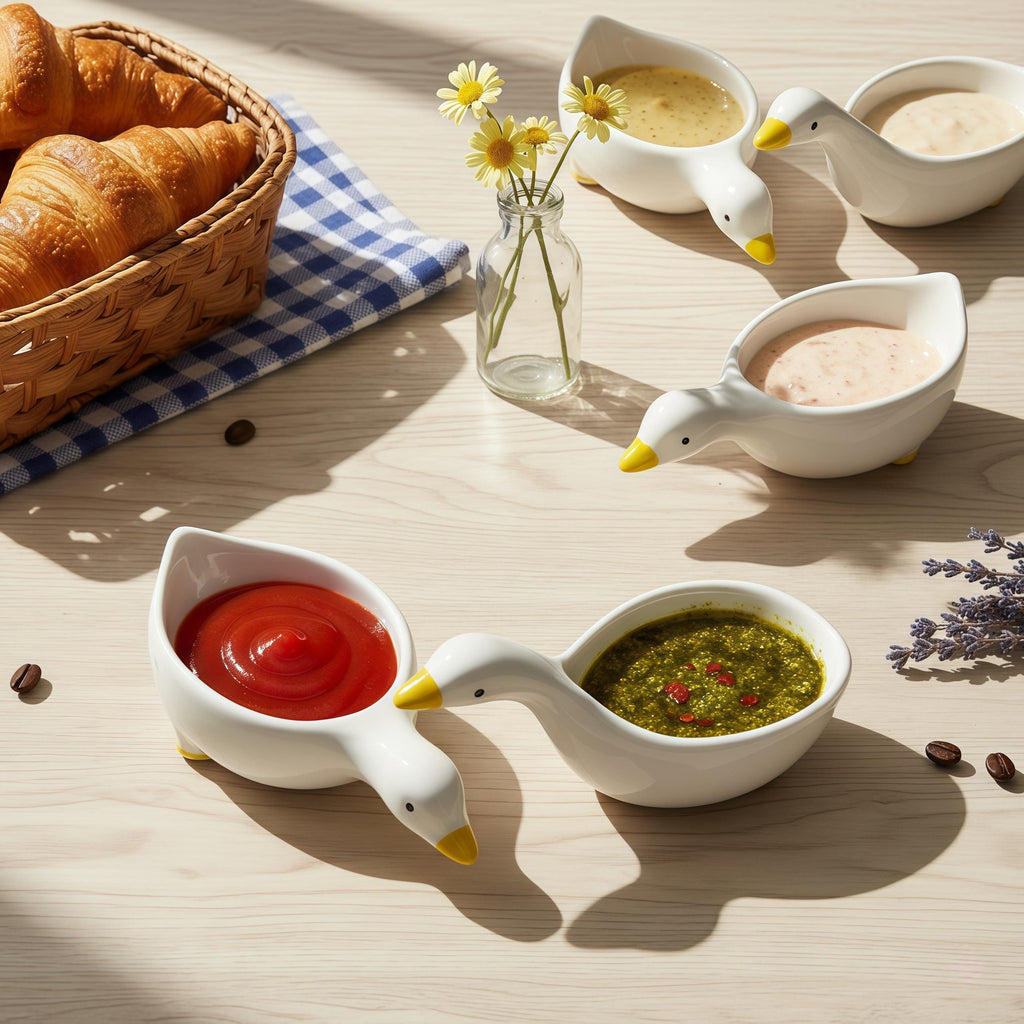 Quirky Handcrafted Duck Ceramic Dipping Dish – Artisan Sauce Bowl