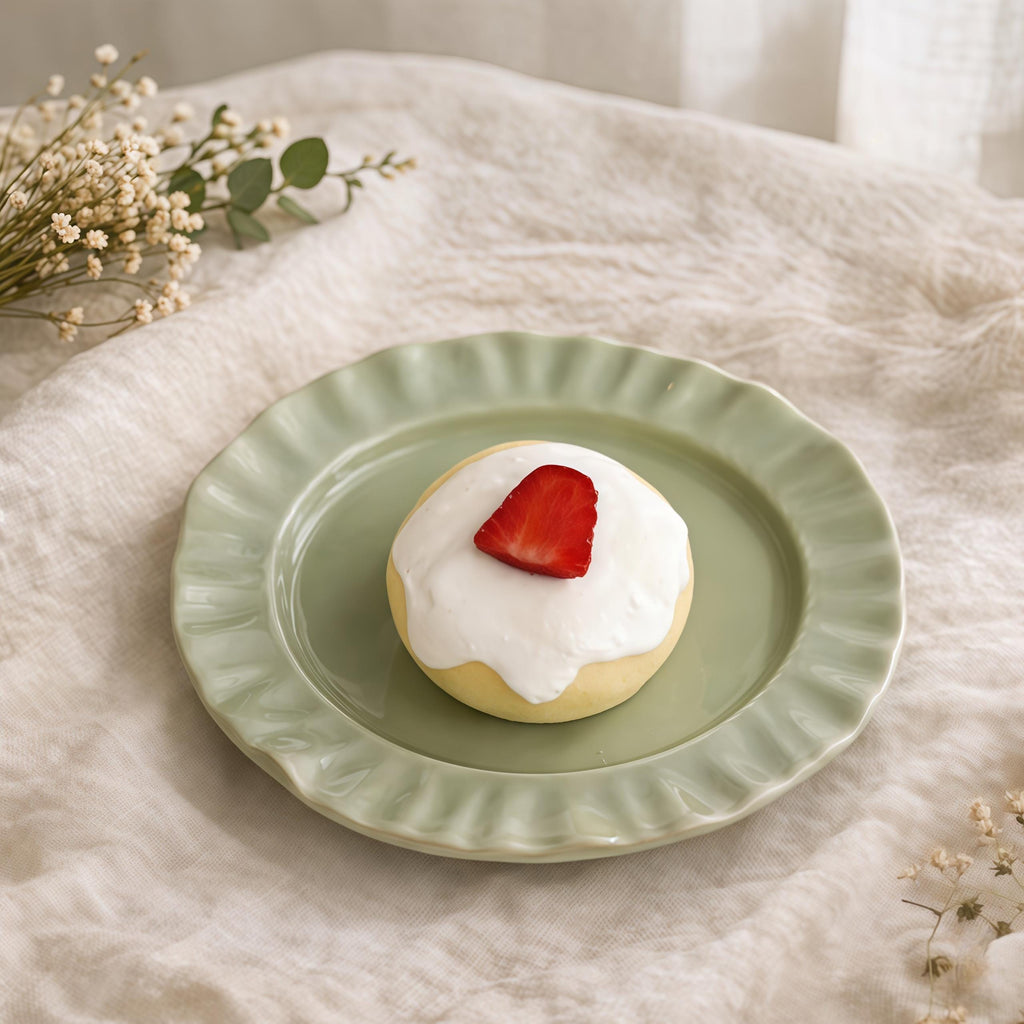 Minimalist Scalloped Ceramic Plate | Matte Neutral Dessert Plate