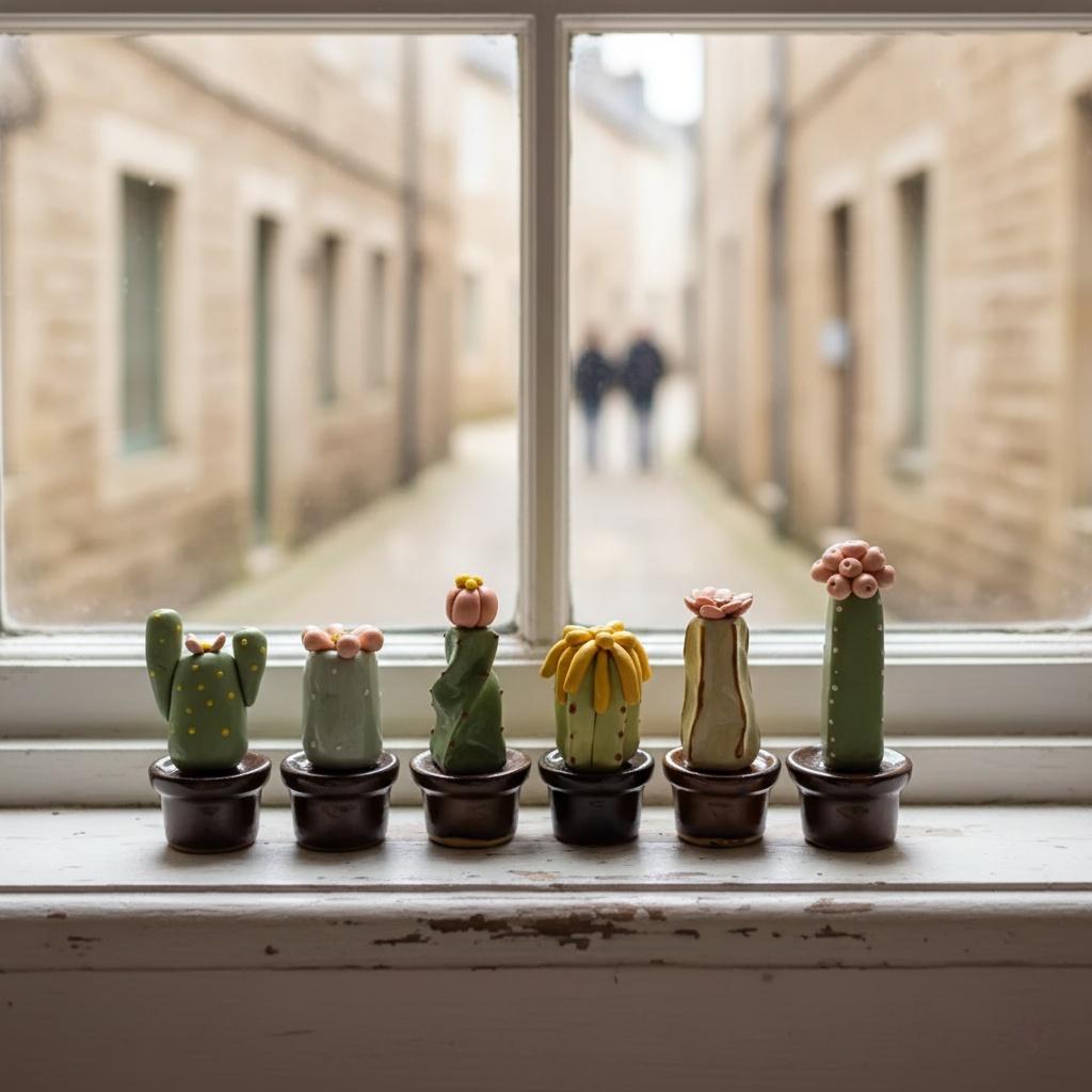 Handmade Miniature Ceramic Cactus | Tiny Pottery Plant Decor