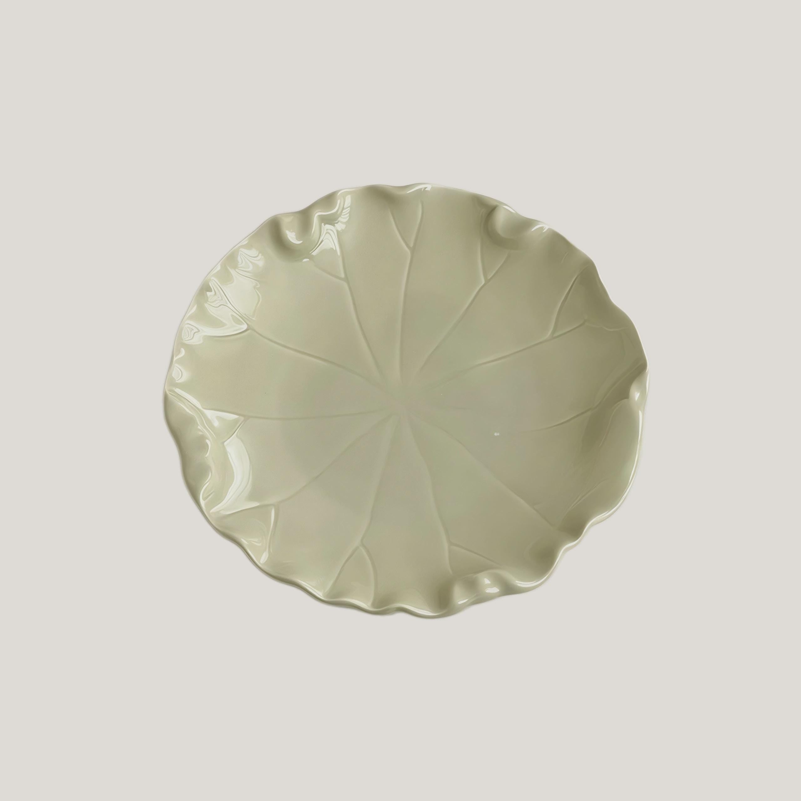 Scalloped Leaf Ceramic Side Plate | 6-Inch Dessert Plate