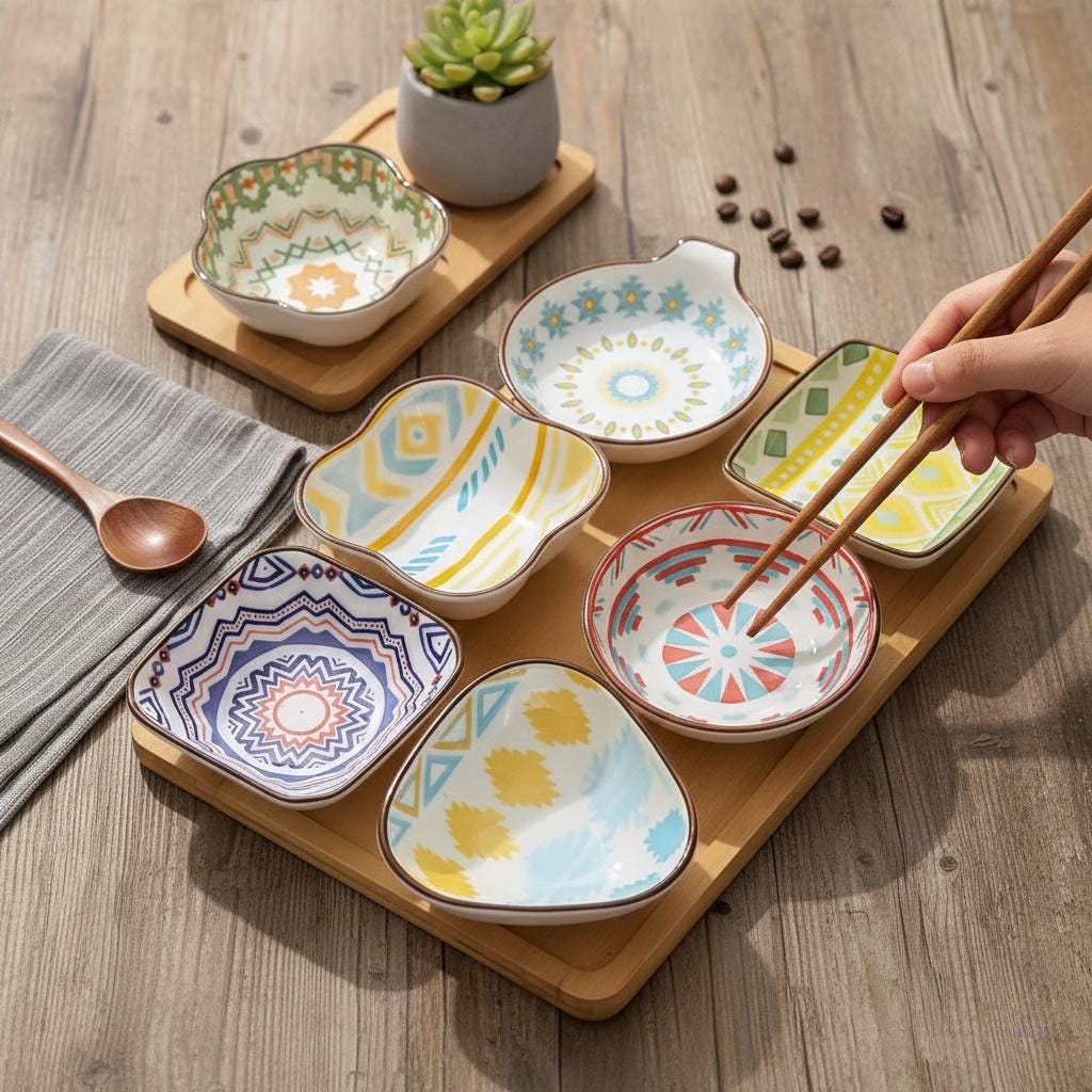 Boho Ceramic Dipping Bowl | Colorful Mandala Sauce Dish
