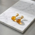 Amber Teardrop Earrings – Vintage Gold Shell & Long Drop Earrings – Elegant Statement Jewelry